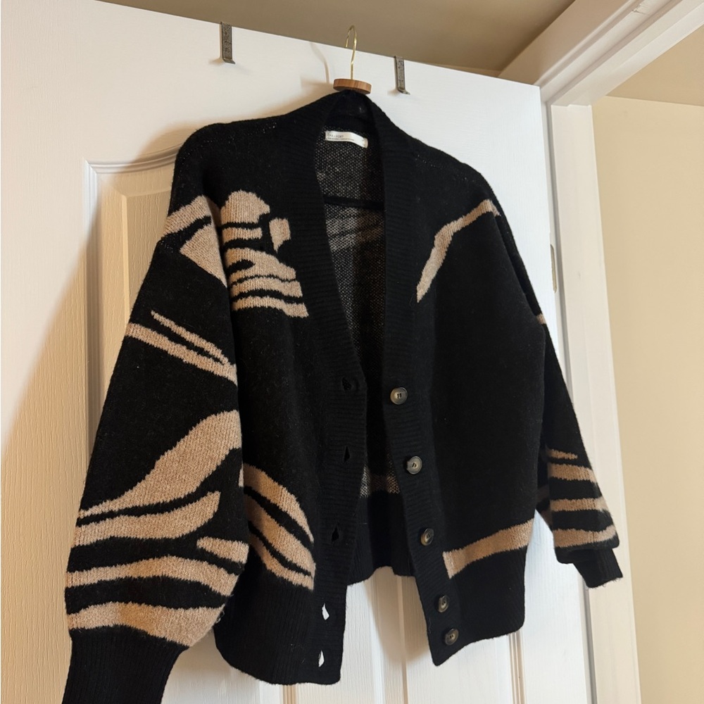 OAK + FORT Black and beige Knit Cardigan
